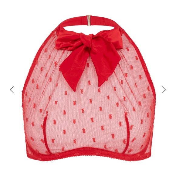 Agent Provocateur Madelina Red Ribbon High Neck Halter Bra & Panties Set NWT - Picture 5 of 10